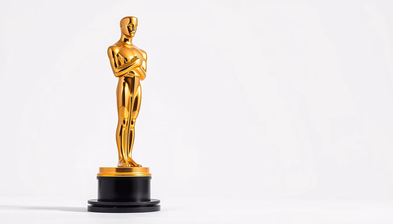 oscar trophy gold statue in editorial style