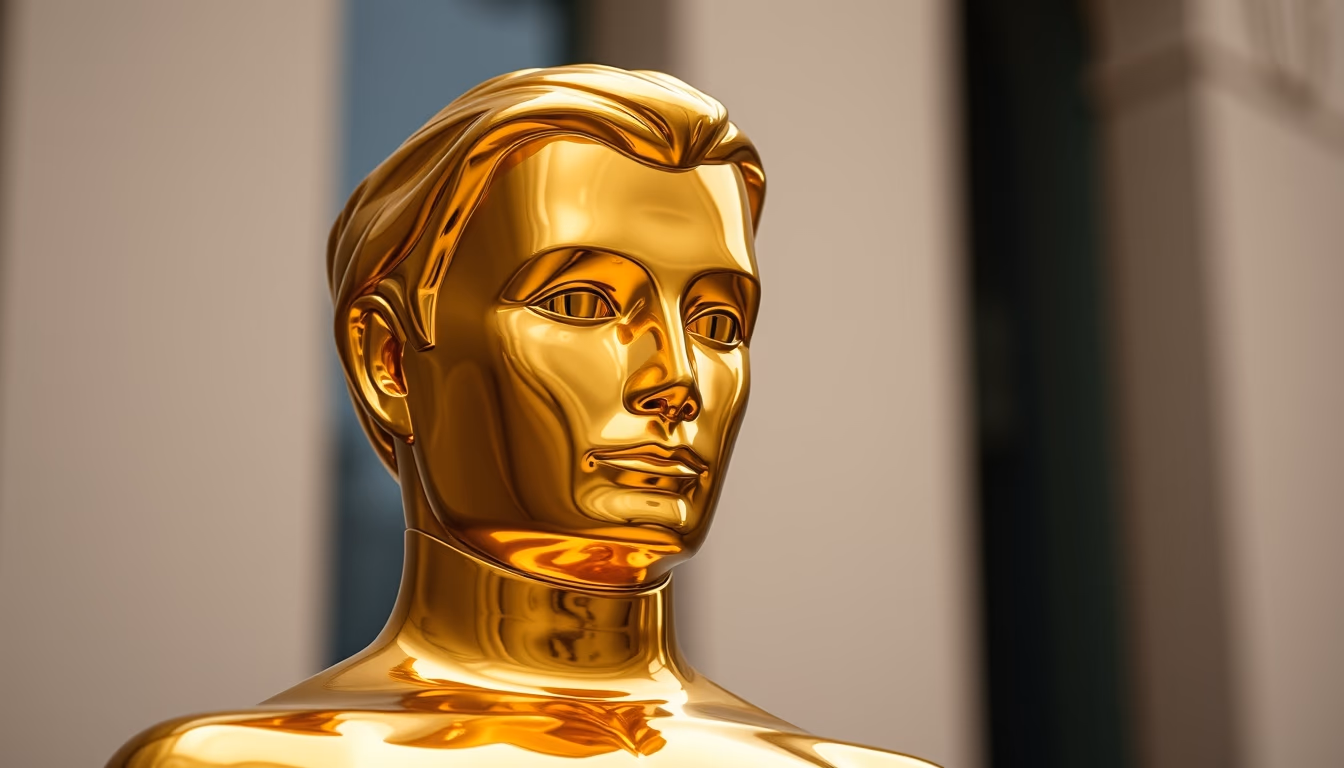oscar trophy gold statue in editorial style