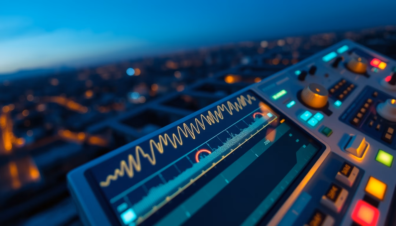 oscilloscope display waveform in editorial style