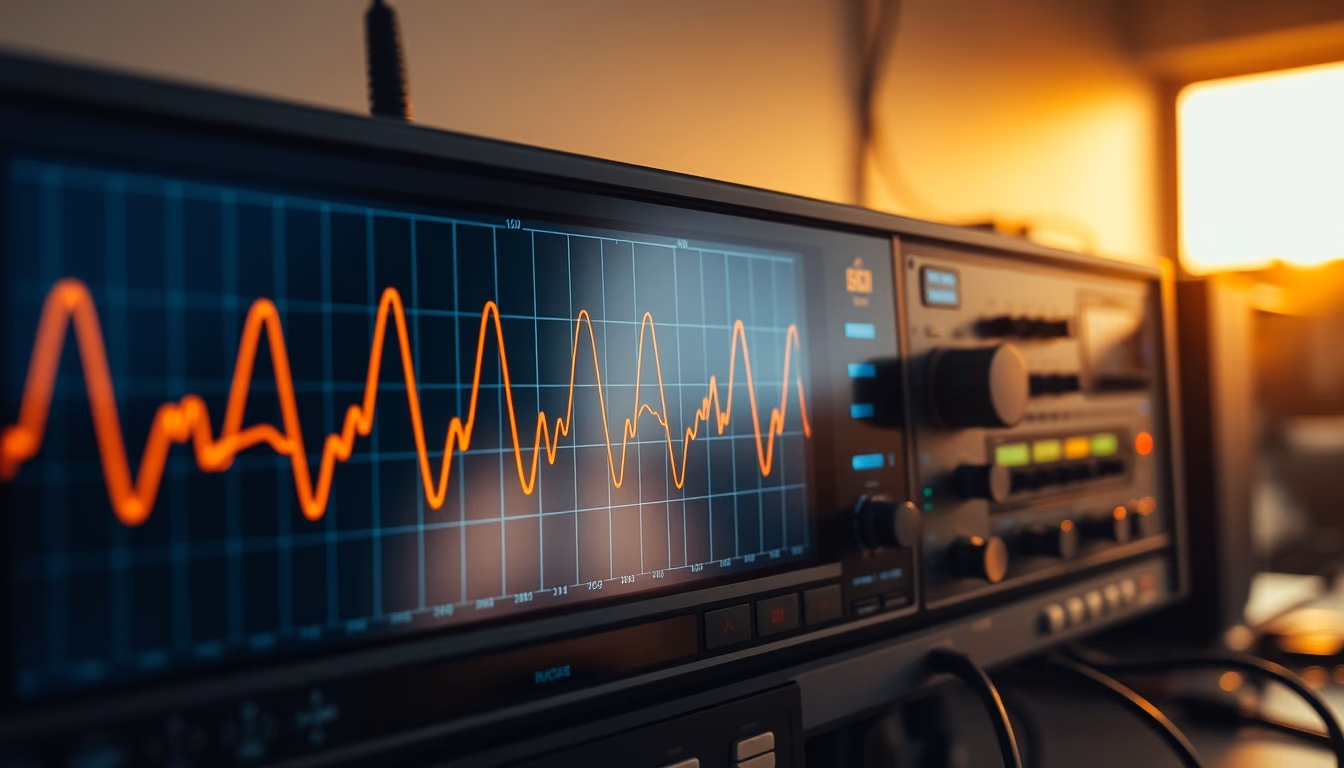 oscilloscope display waveform in editorial style