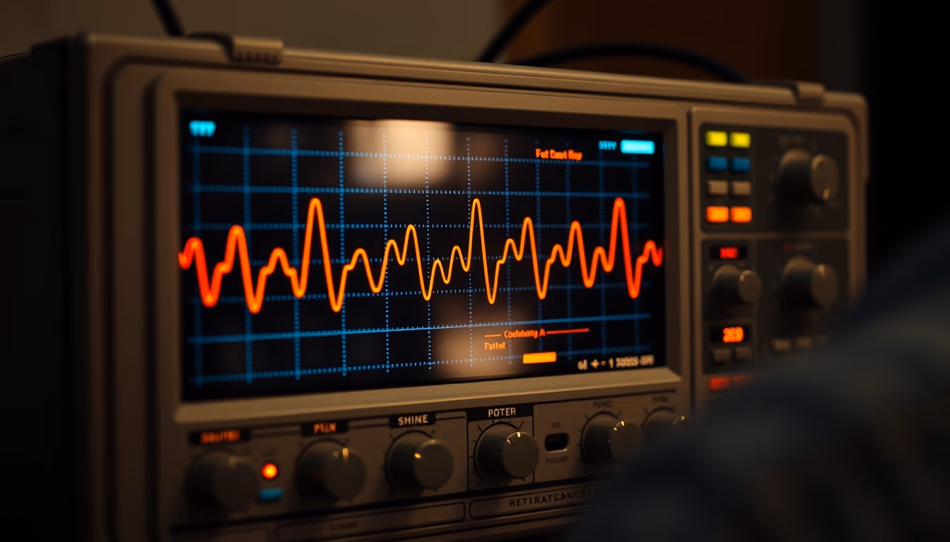 oscilloscope display waveform in editorial style