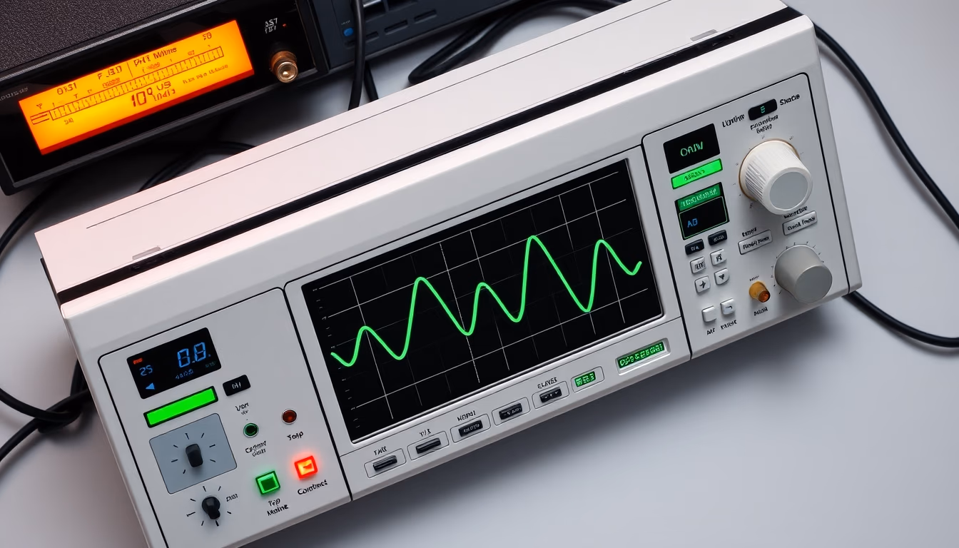 oscilloscope display waveform in editorial style