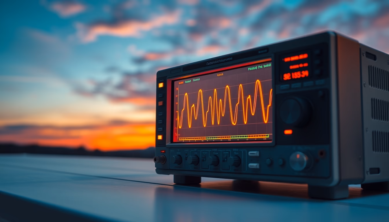oscilloscope display waveform in editorial style