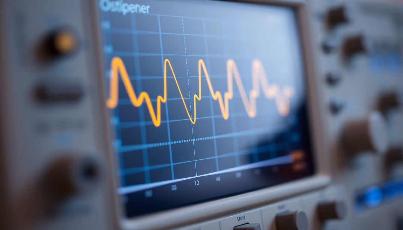 Oscilloscope display waveform em estilo editorial