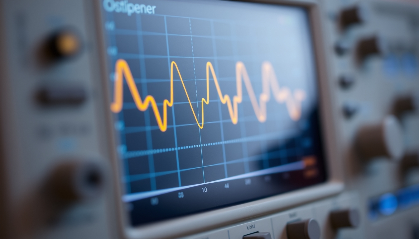 oscilloscope display waveform in editorial style