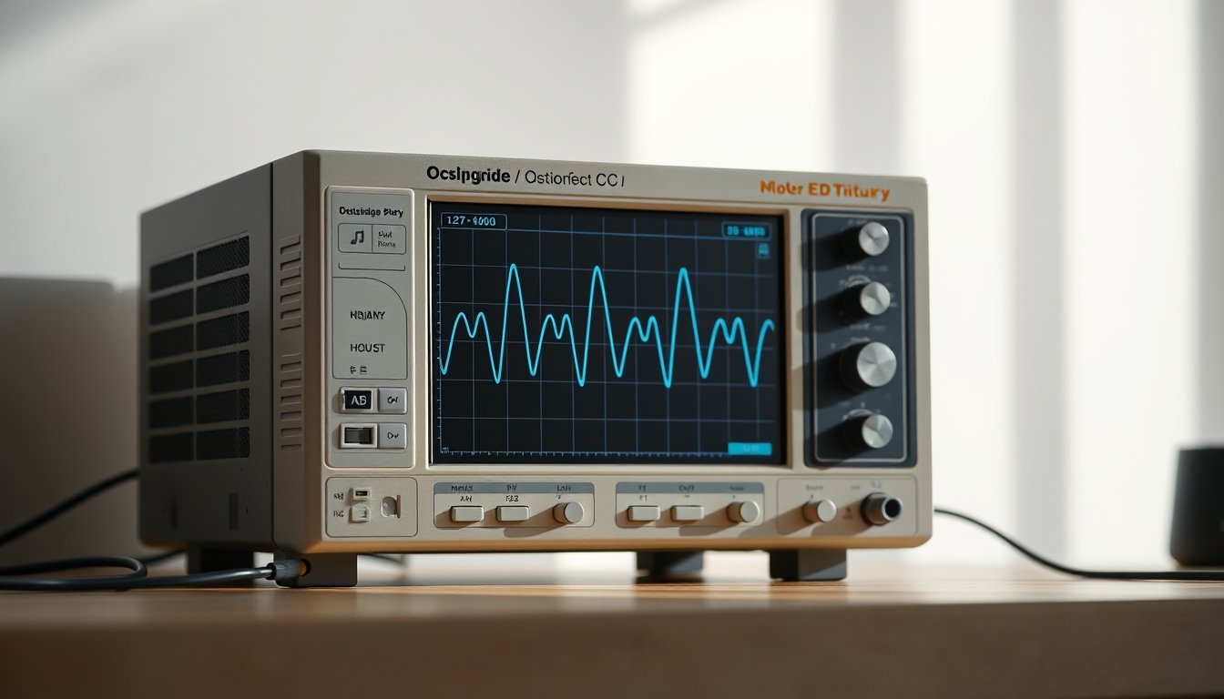 oscilloscope display waveform in editorial style