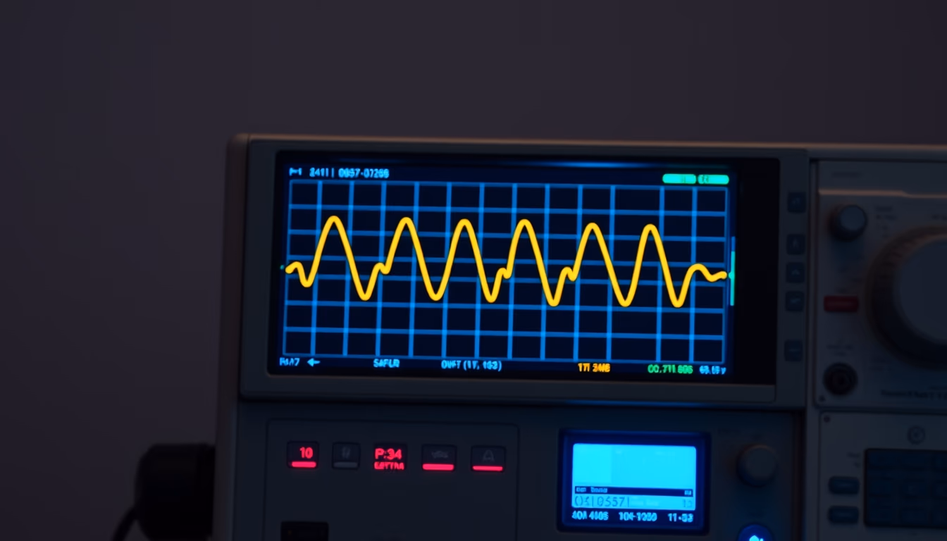 oscilloscope display waveform in editorial style
