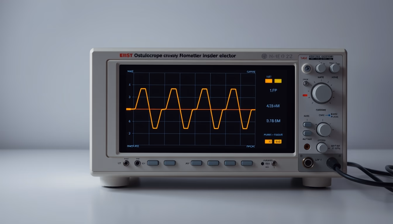 oscilloscope display waveform in editorial style
