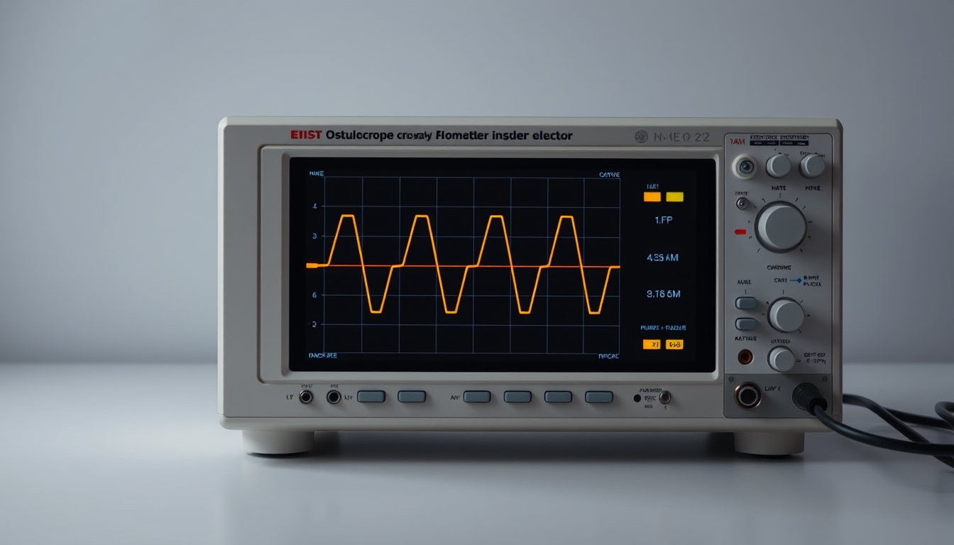 oscilloscope display waveform in editorial style