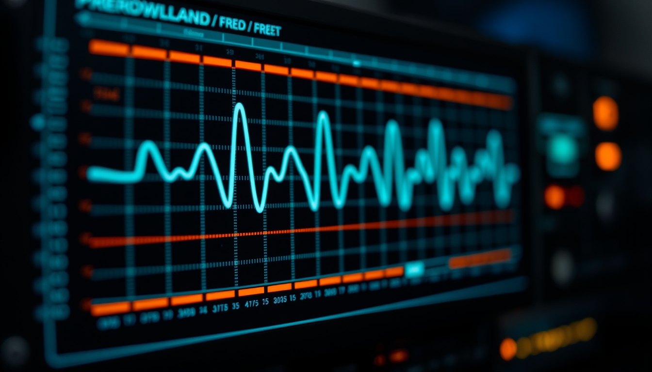 oscilloscope display waveform in editorial style