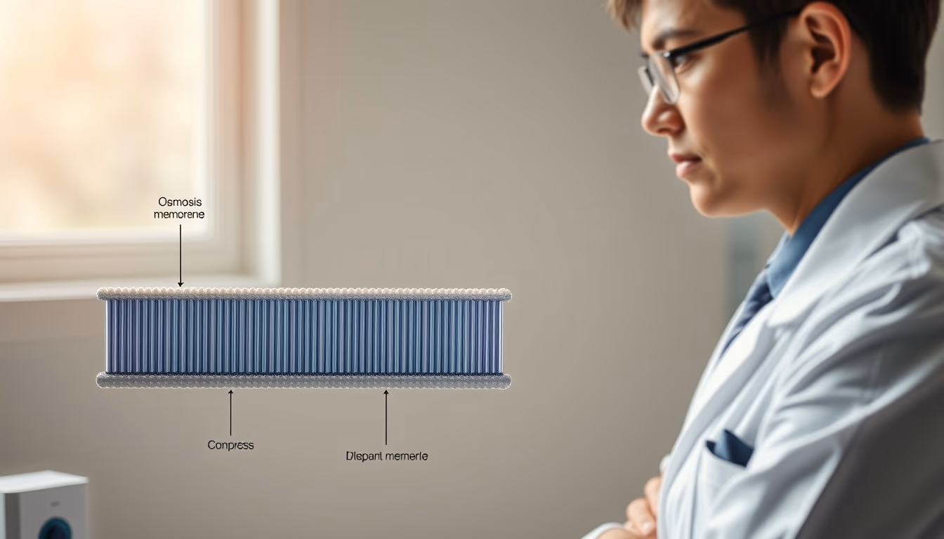 osmosis membrane diagram in editorial style