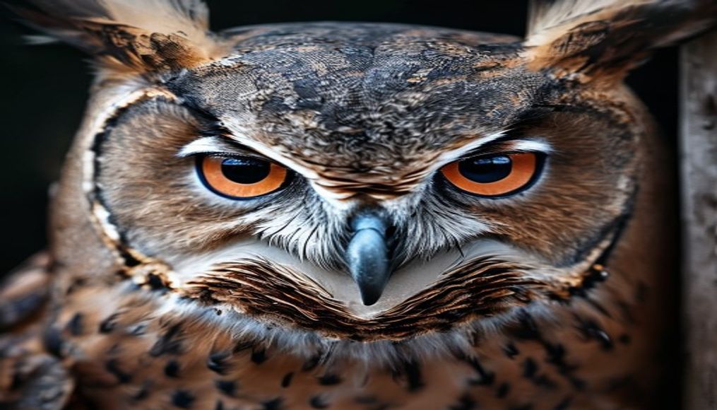 owl barn macro face in editorial style