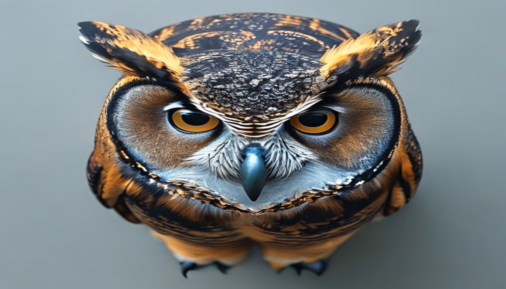owl barn macro face in editorial style
