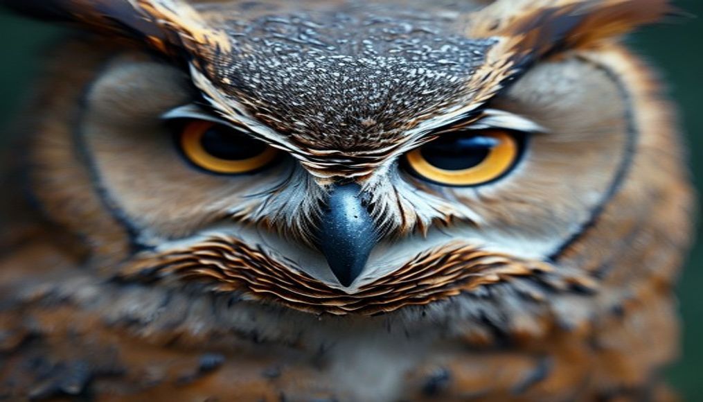 owl barn macro face in editorial style