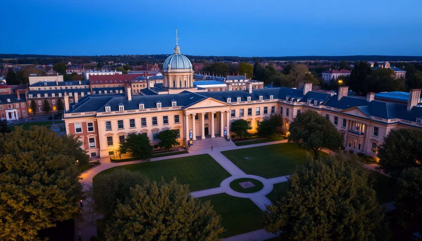 oxford college quad in editorial style