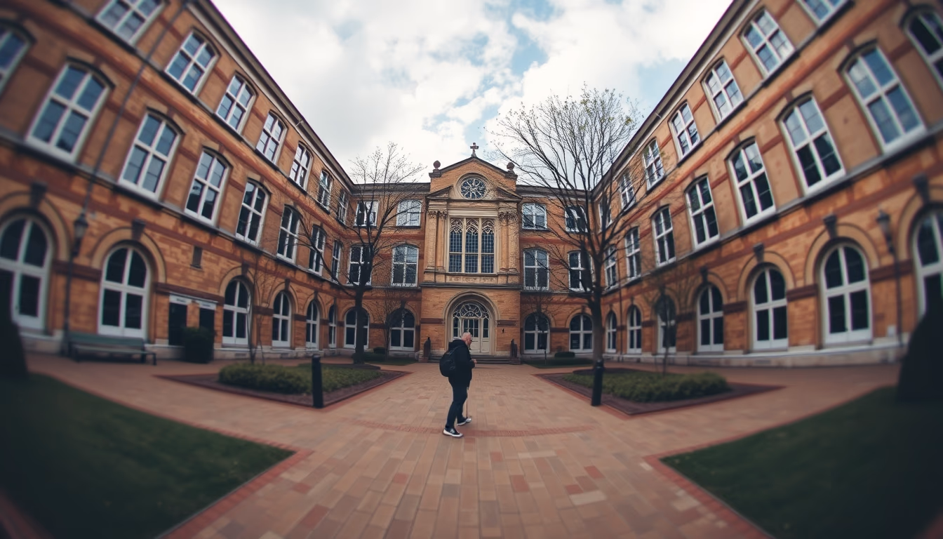 oxford college quad in editorial style