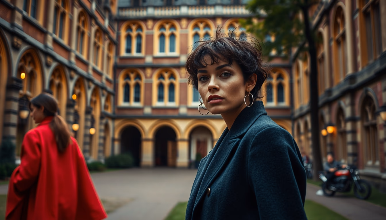 oxford college quad in editorial style