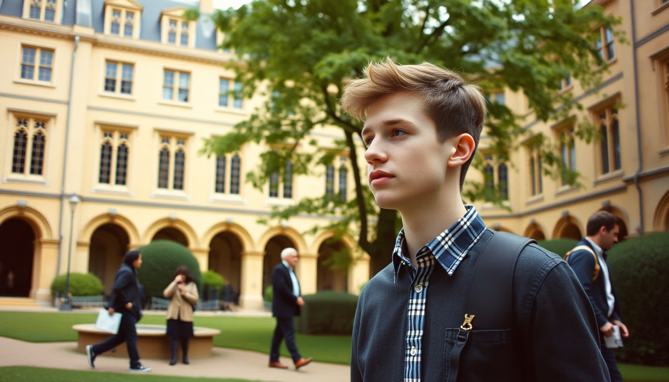 oxford college quad in editorial style