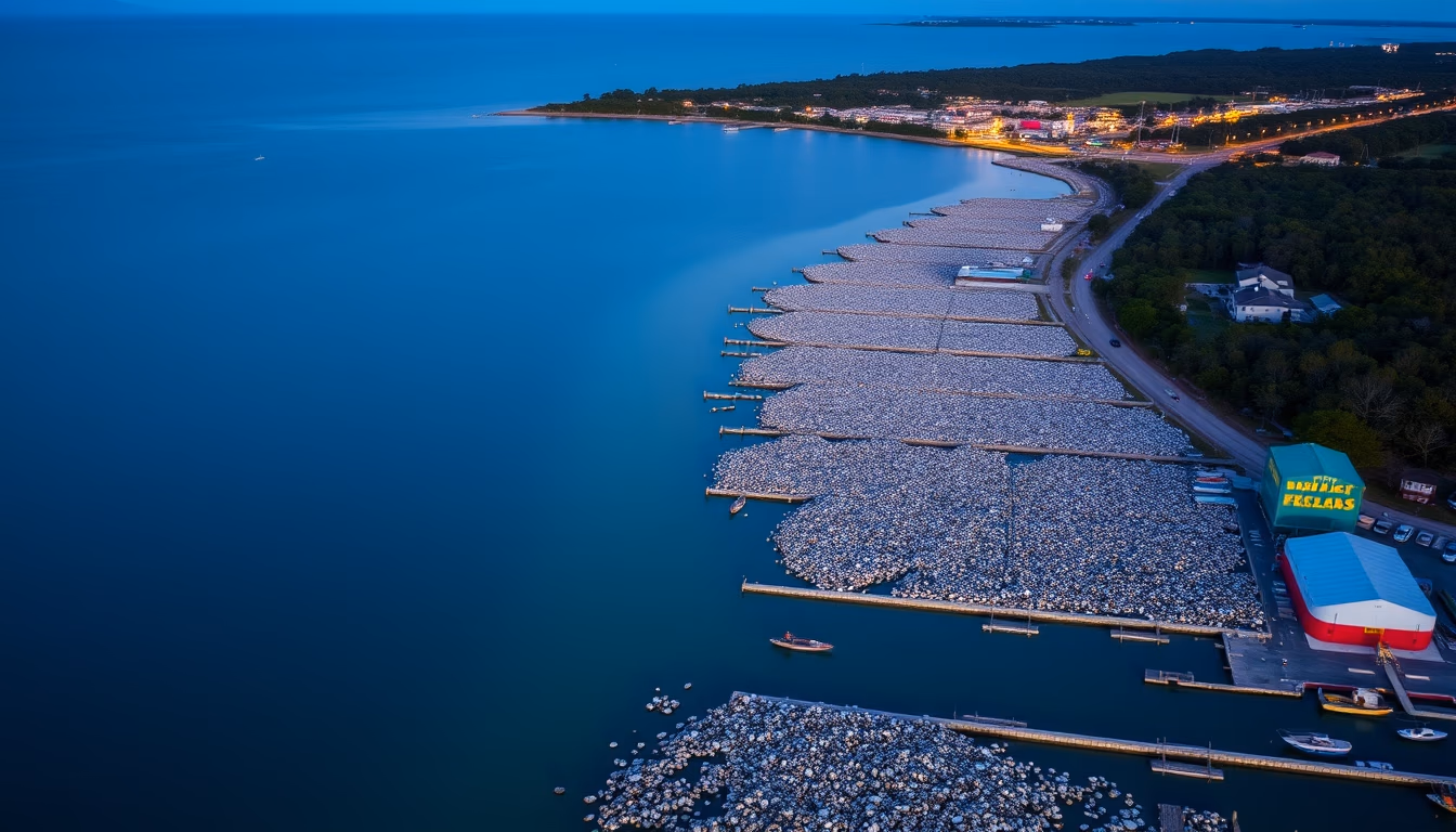 oyster farm bay in editorial style