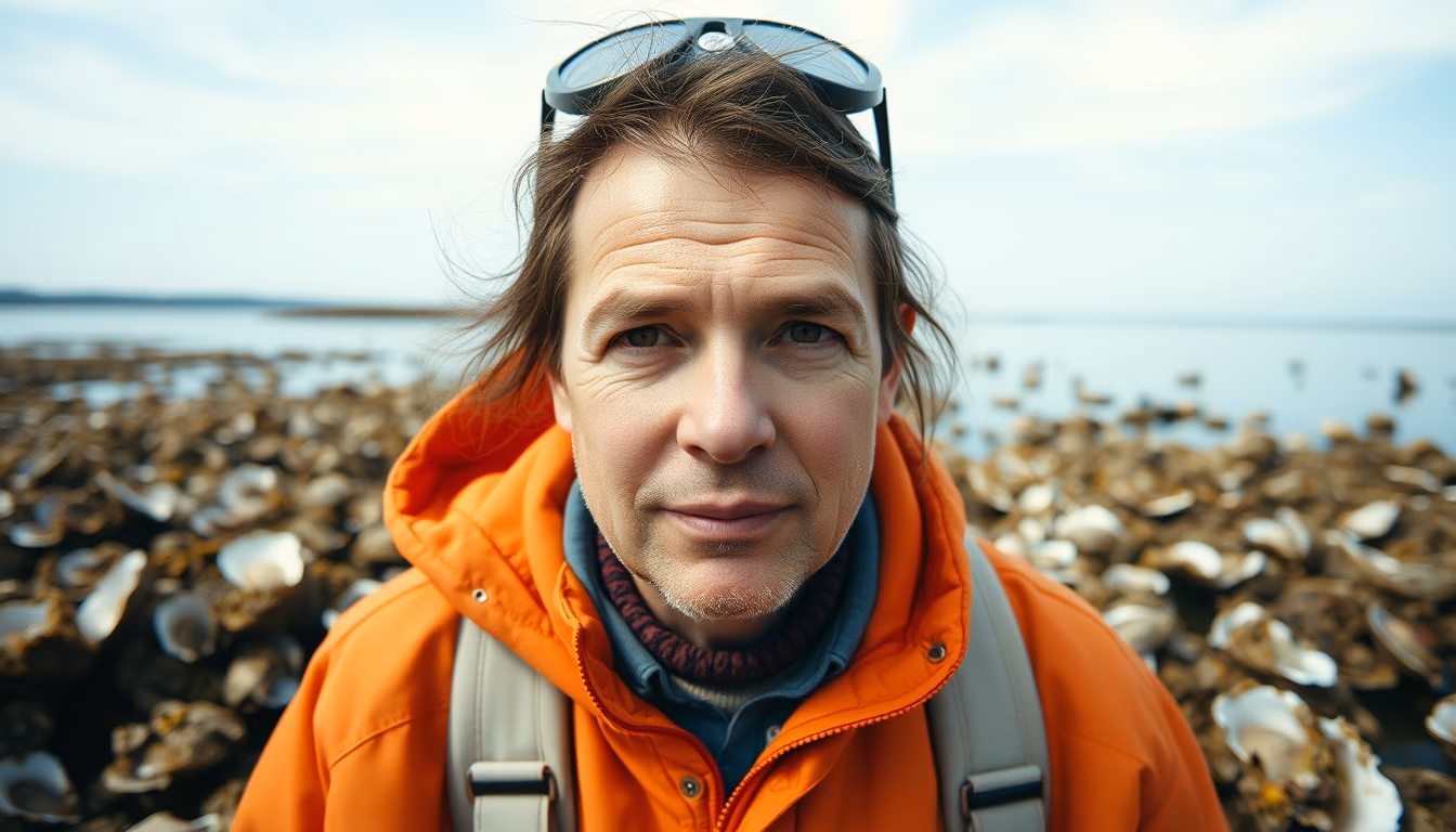 oyster farm bay in editorial style