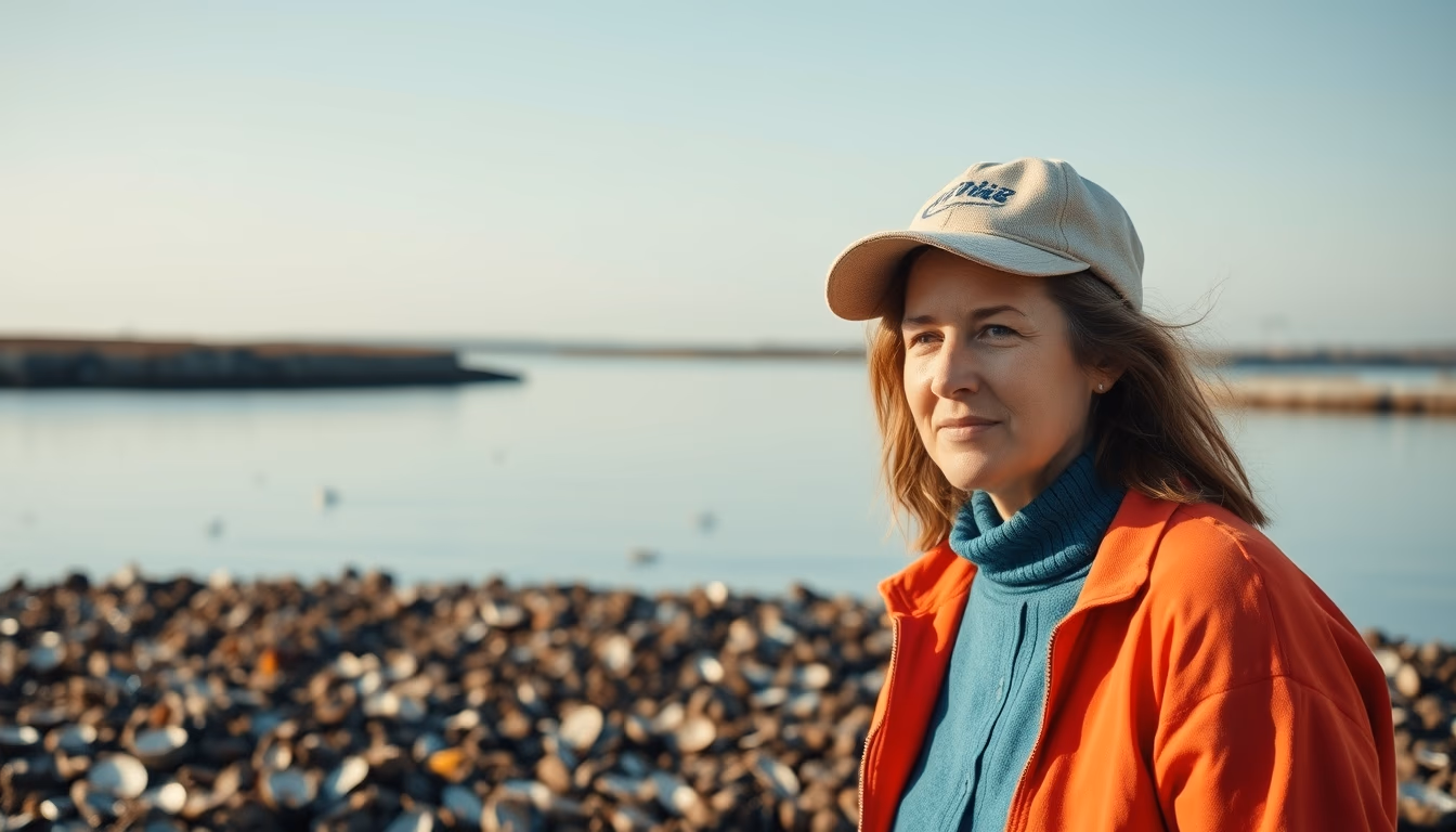 oyster farm bay in editorial style