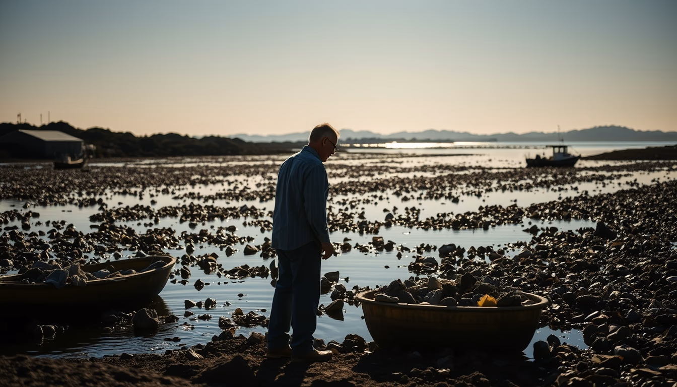 oyster farm bay in editorial style