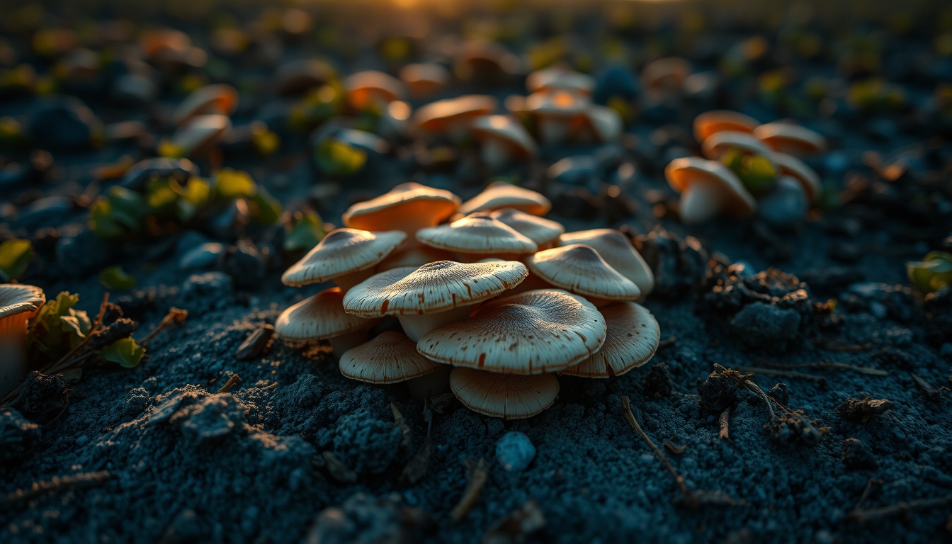 Oyster mushroom growing em estilo editorial