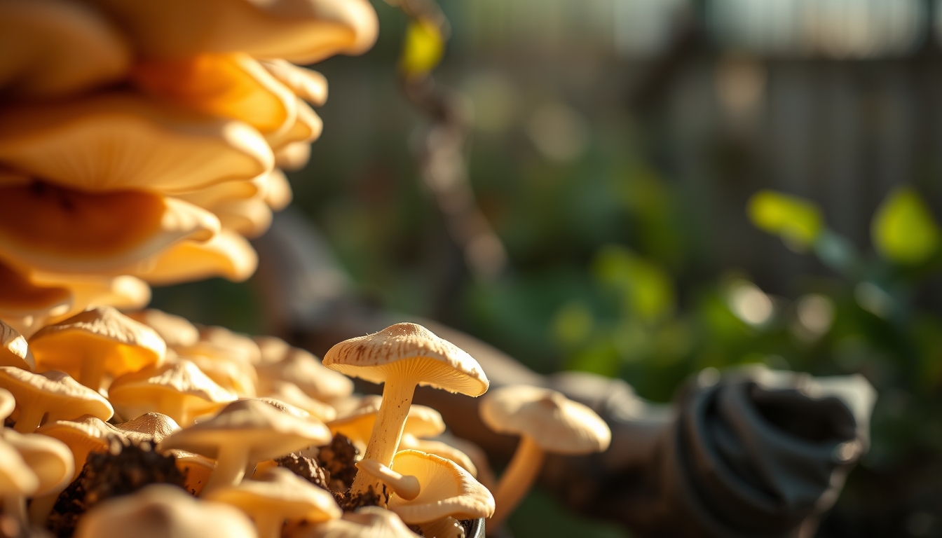 Oyster mushroom growing em estilo editorial