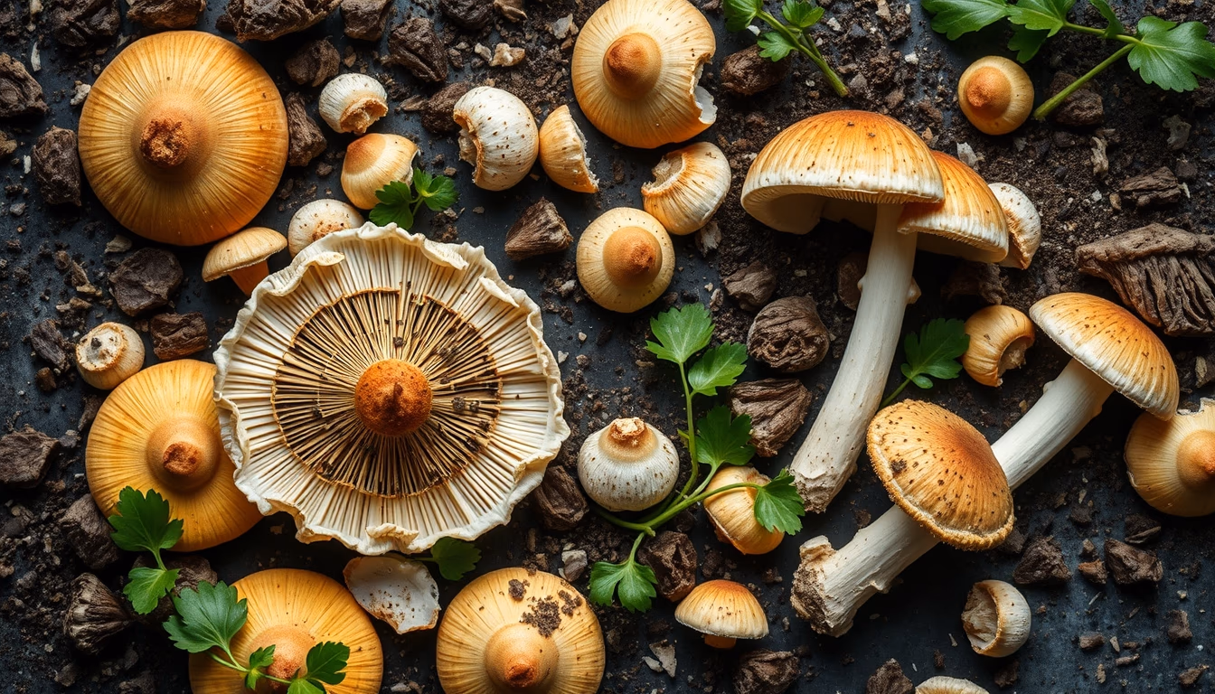 oyster mushroom growing in editorial style