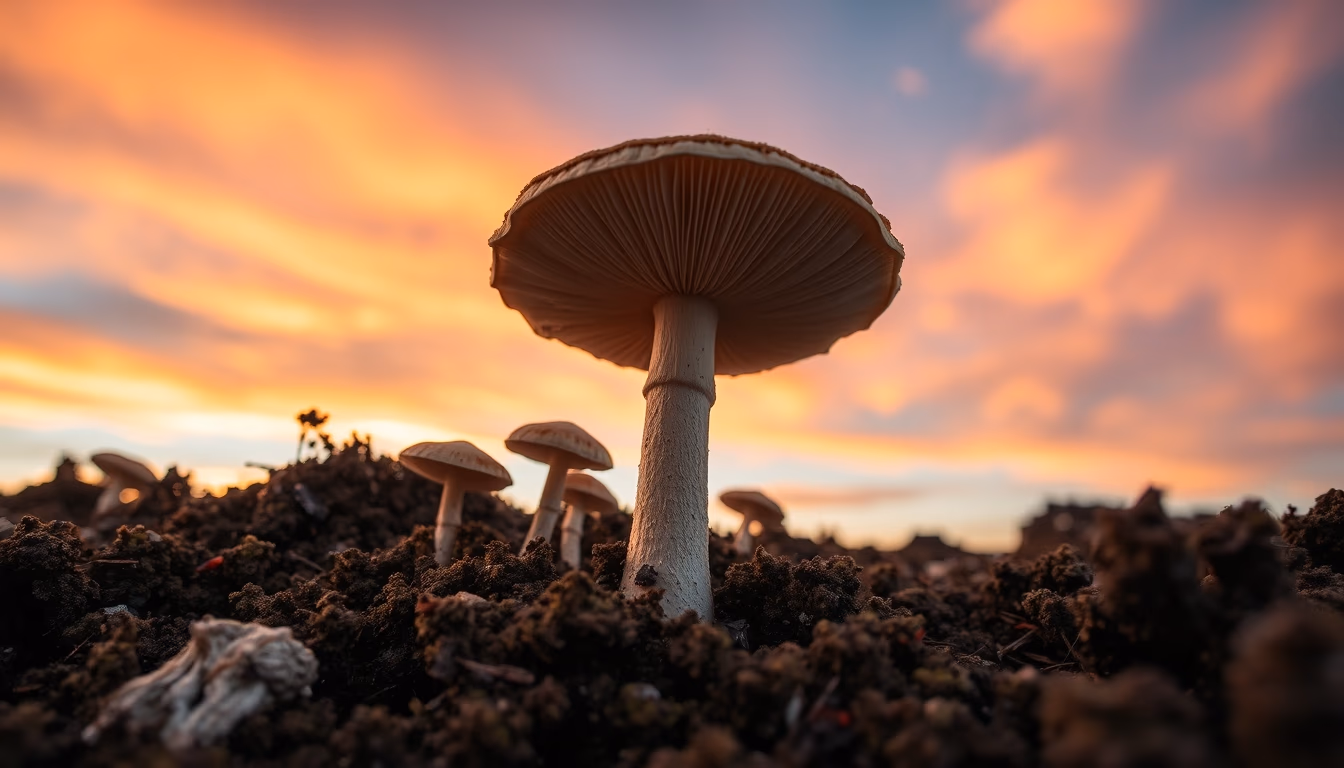 oyster mushroom growing in editorial style