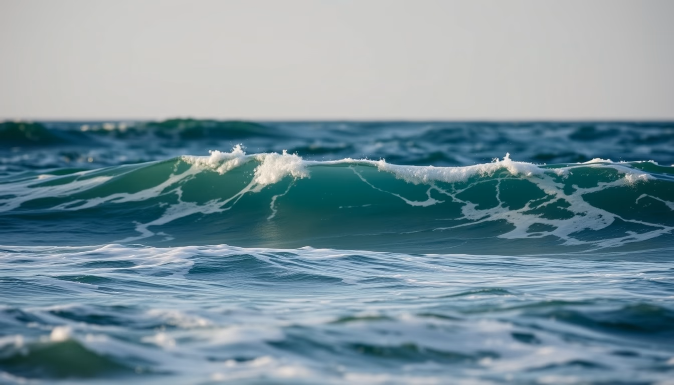 pacific ocean waves in editorial style