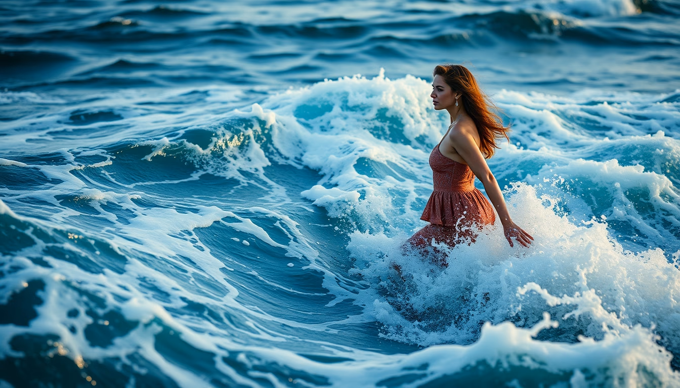 pacific ocean waves in editorial style