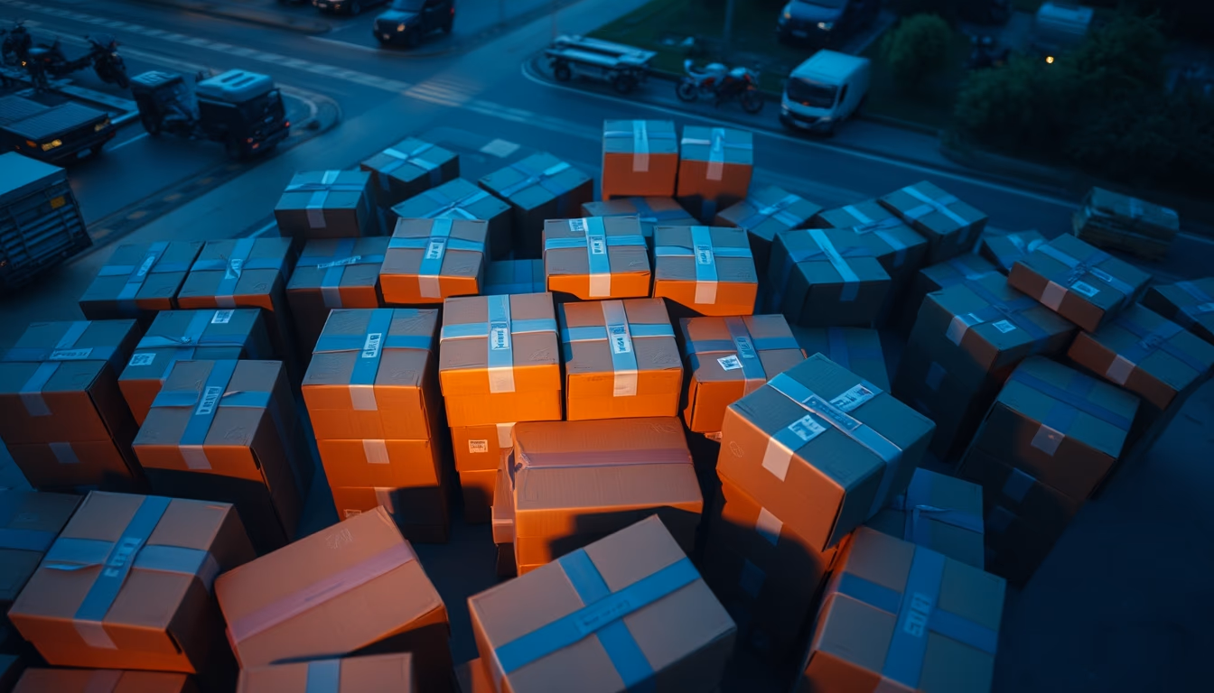 package boxes ready to ship in editorial style