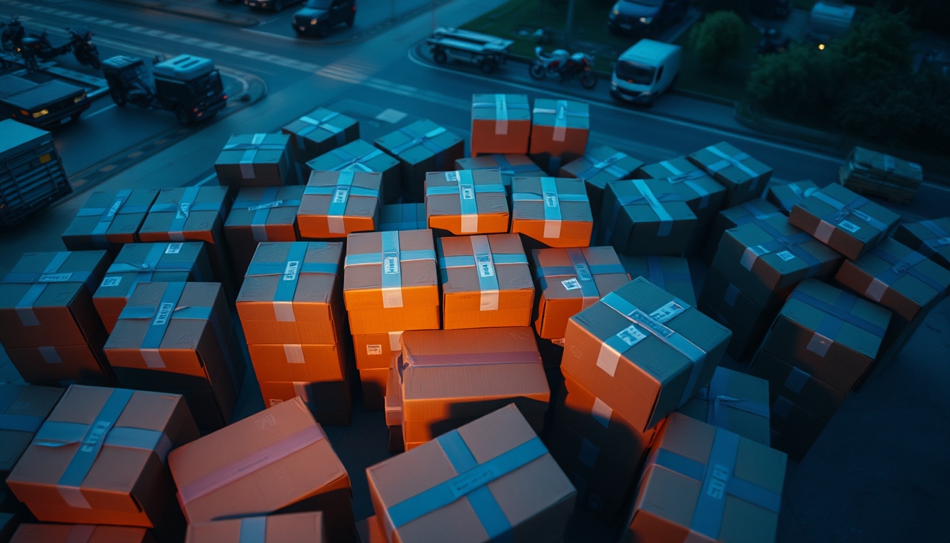 package boxes ready to ship in editorial style