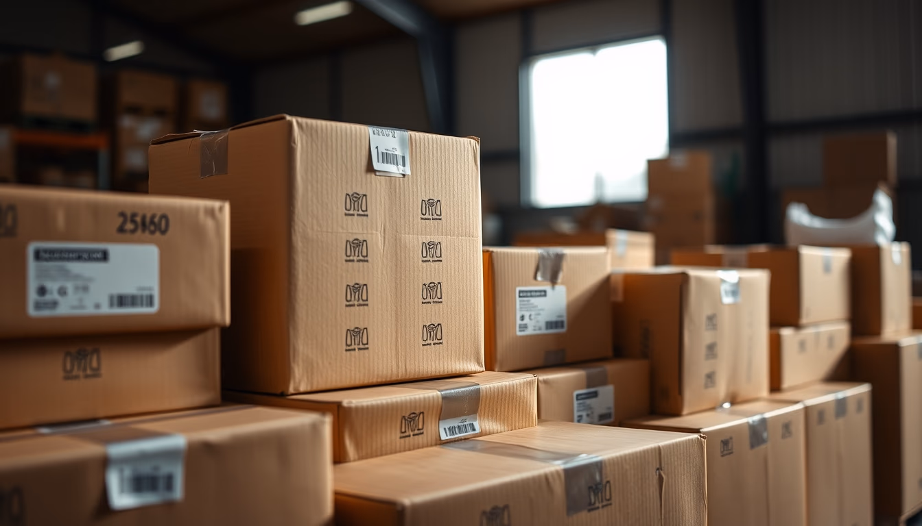 package boxes ready to ship in editorial style