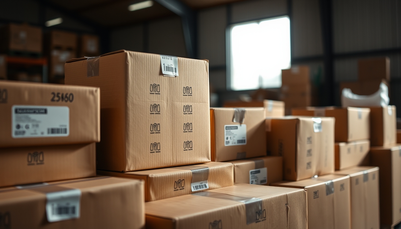 package boxes ready to ship in editorial style