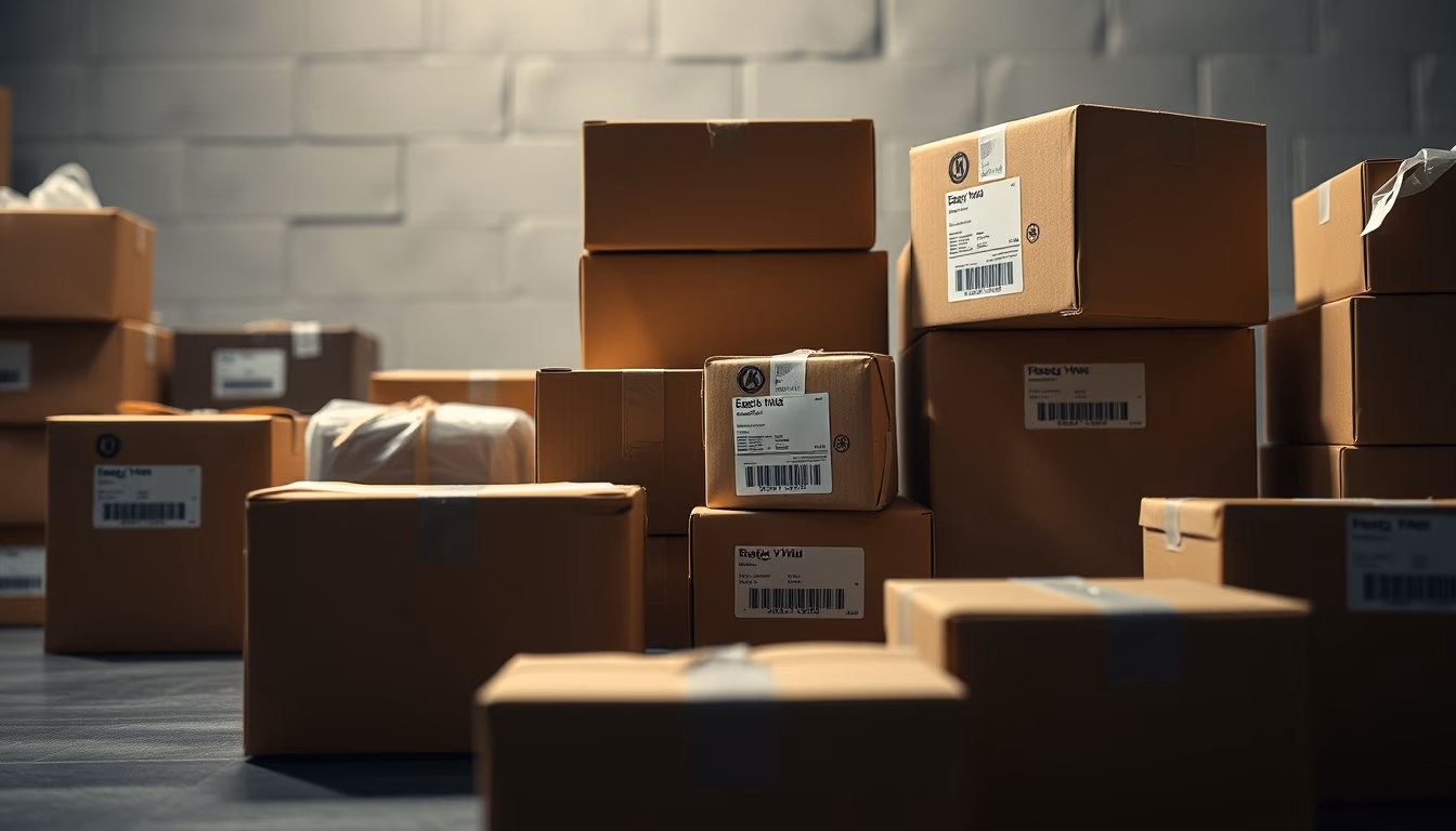 package boxes ready to ship in editorial style