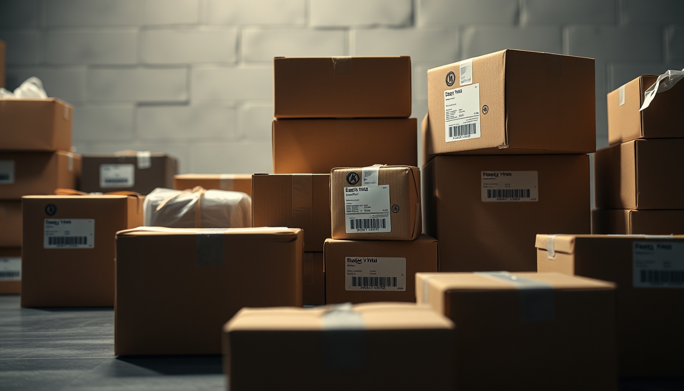 package boxes ready to ship in editorial style