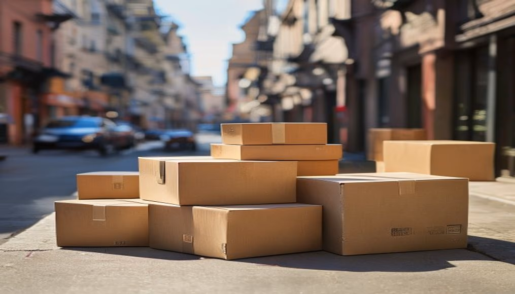 package boxes ready to ship in editorial style