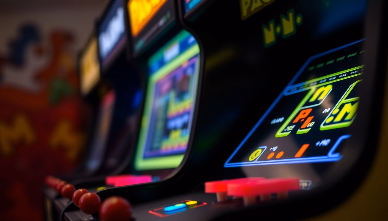 pacman cabinet arcade in editorial style