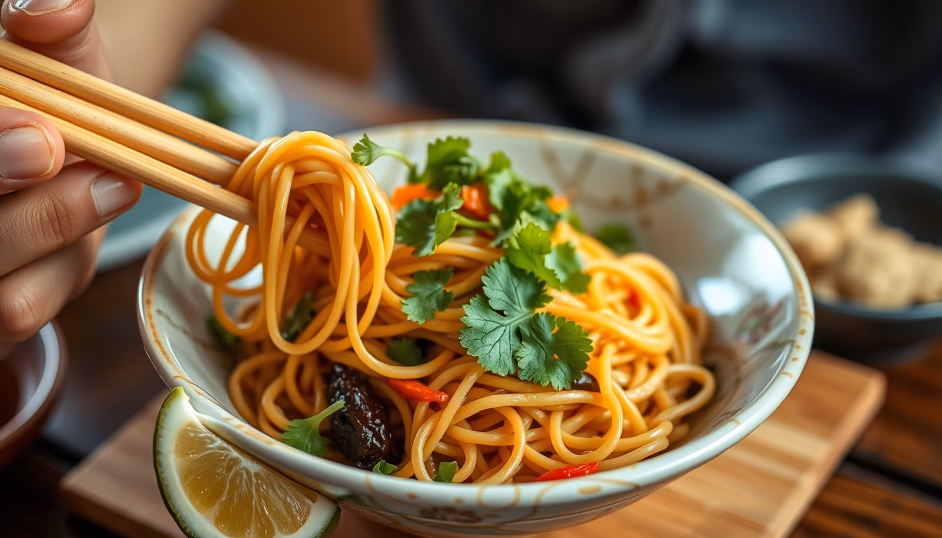 pad thai noodles in editorial style