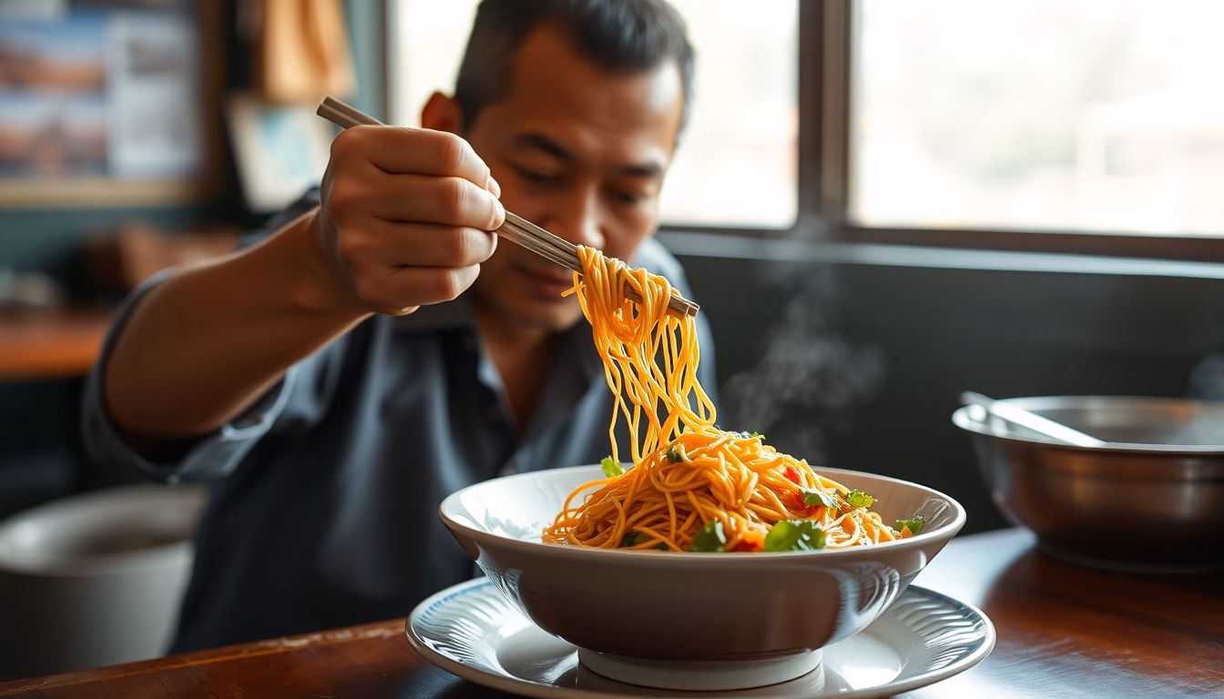 pad thai noodles in editorial style
