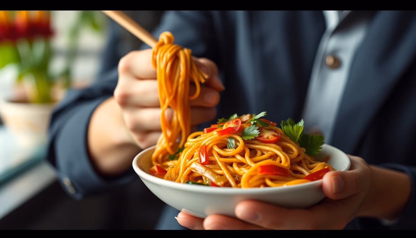 pad thai noodles in editorial style