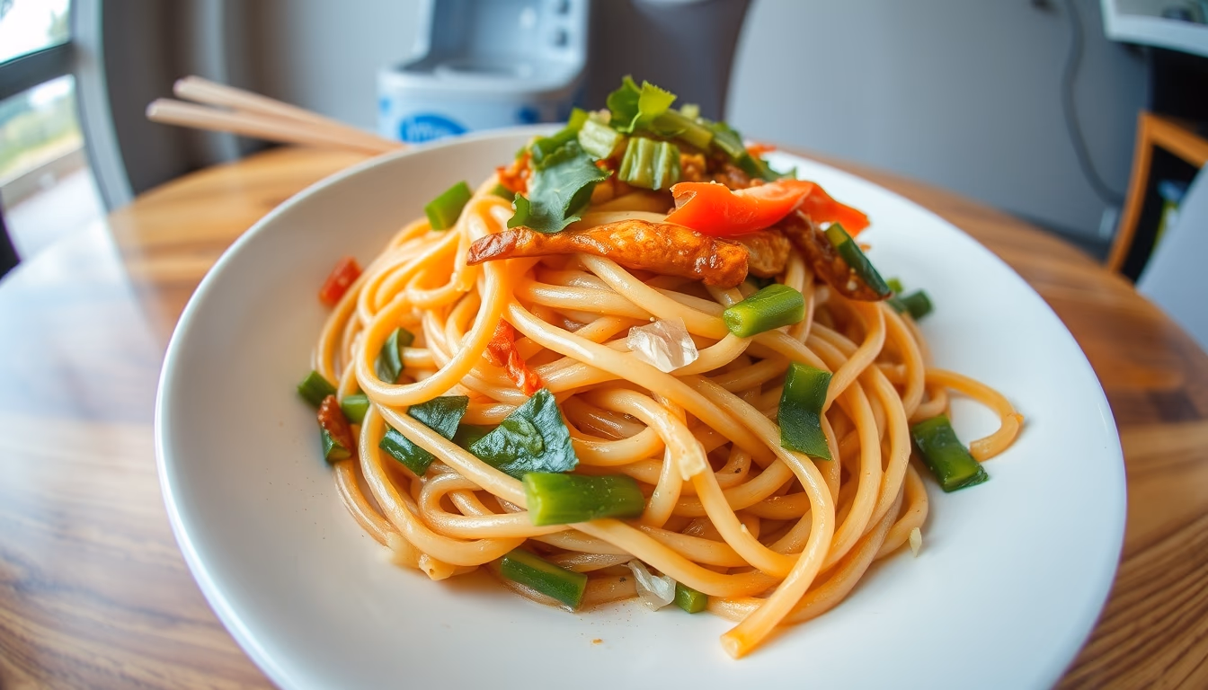 pad thai noodles in editorial style