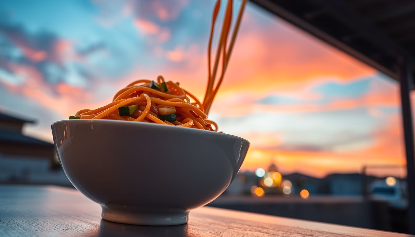 pad thai noodles in editorial style
