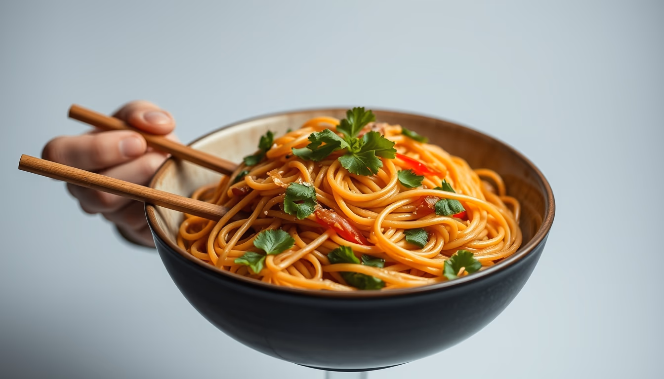 pad thai noodles in editorial style