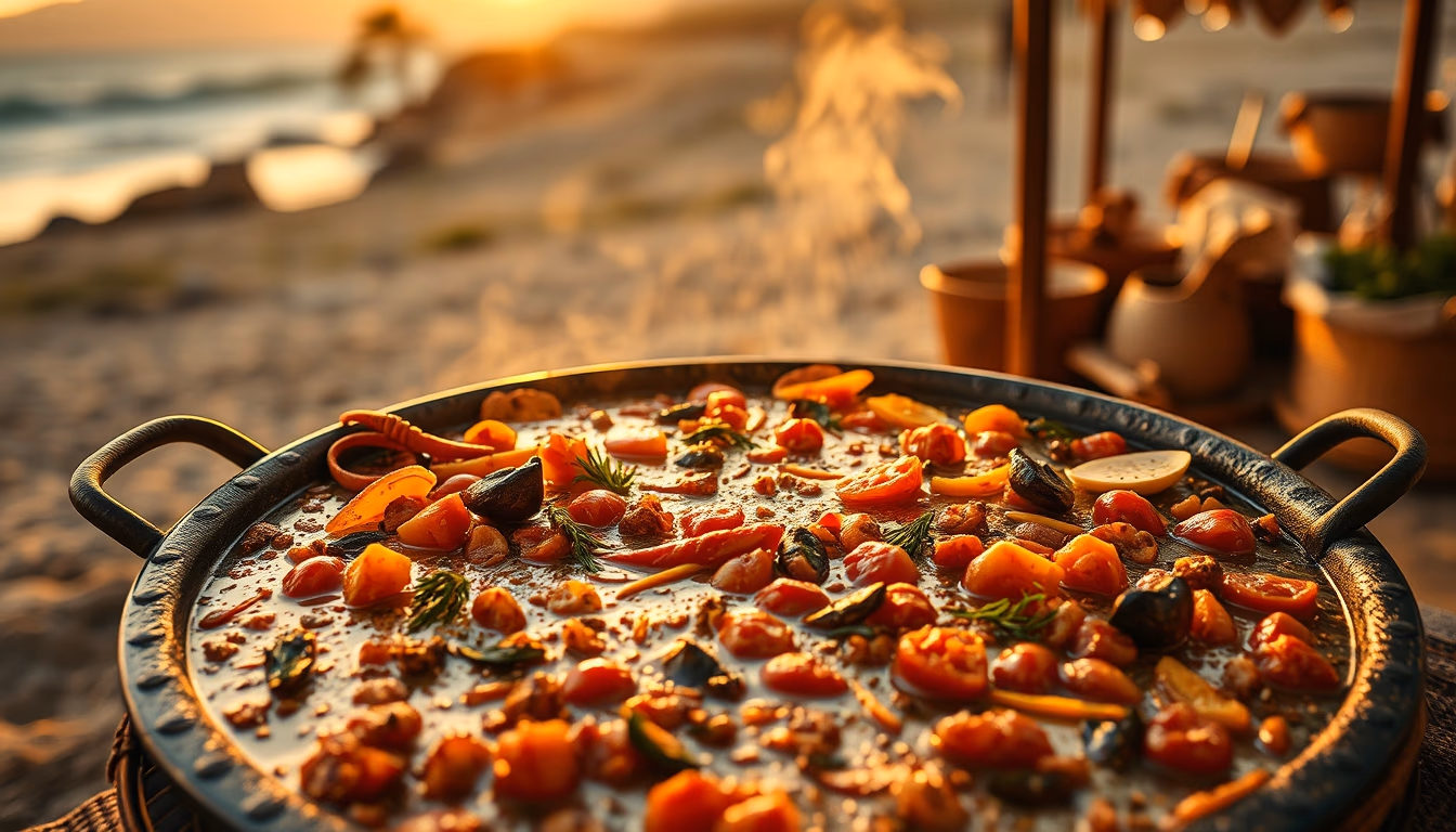 paella pan large in editorial style