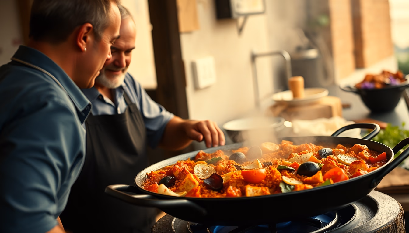 paella pan large in editorial style