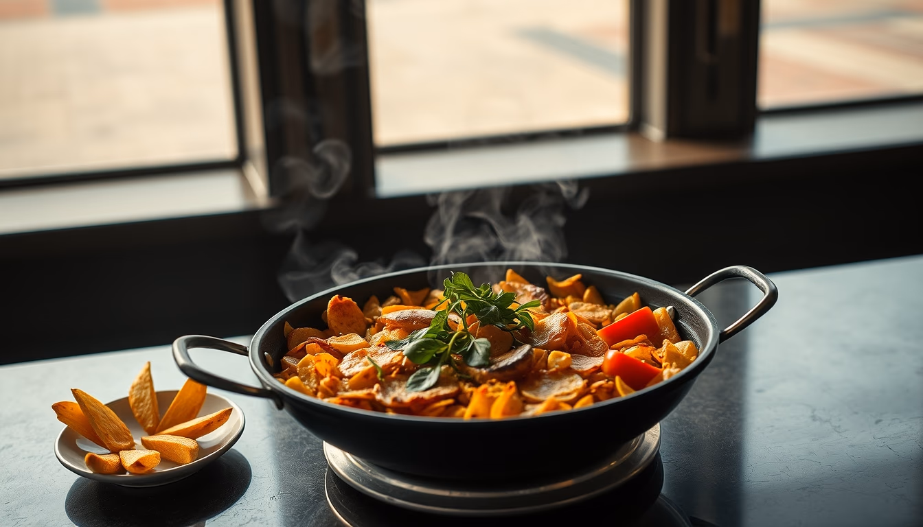 paella pan large in editorial style