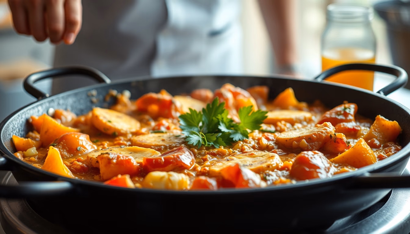 paella pan large in editorial style